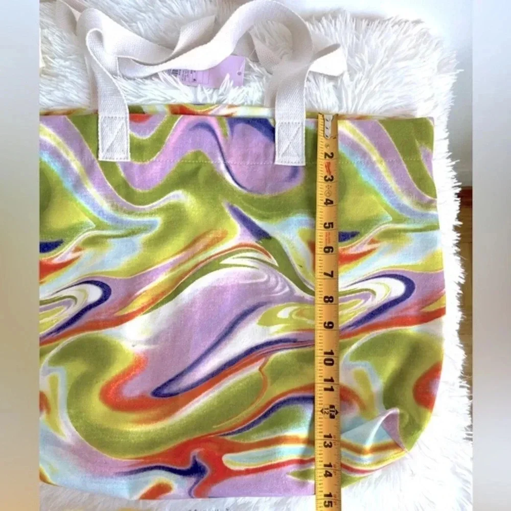 Wild Fable Moody Green Yellow Purple Aesthetic Watercolor Swirls Style Tote Bag